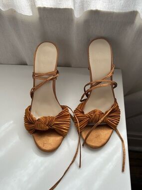 Raye gold wrap up heels 7.5